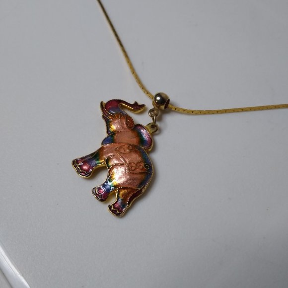 Pink And Blue Lucky Elephant Pendant Necklace 24 Inches - Picture 4 of 16